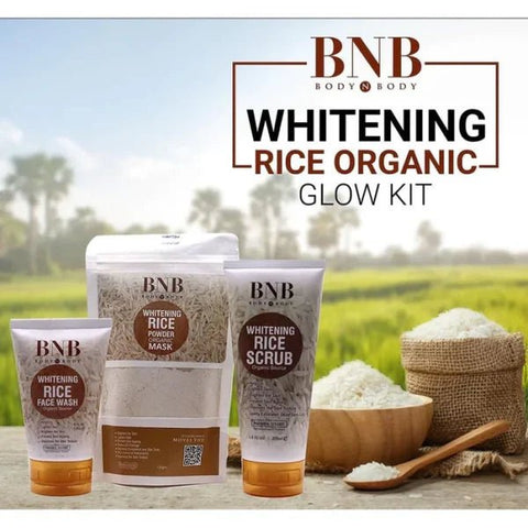 Bnb - rice Extract Brightening Skincare Kit | Face Wash, Scrub & Mask ) - dzamart store