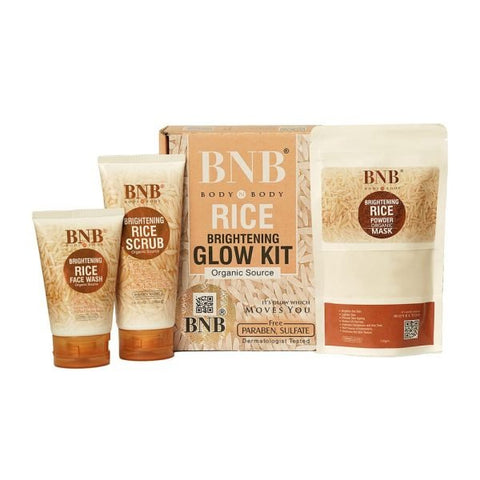 Bnb - rice Extract Brightening Skincare Kit | Face Wash, Scrub & Mask ) - dzamart store